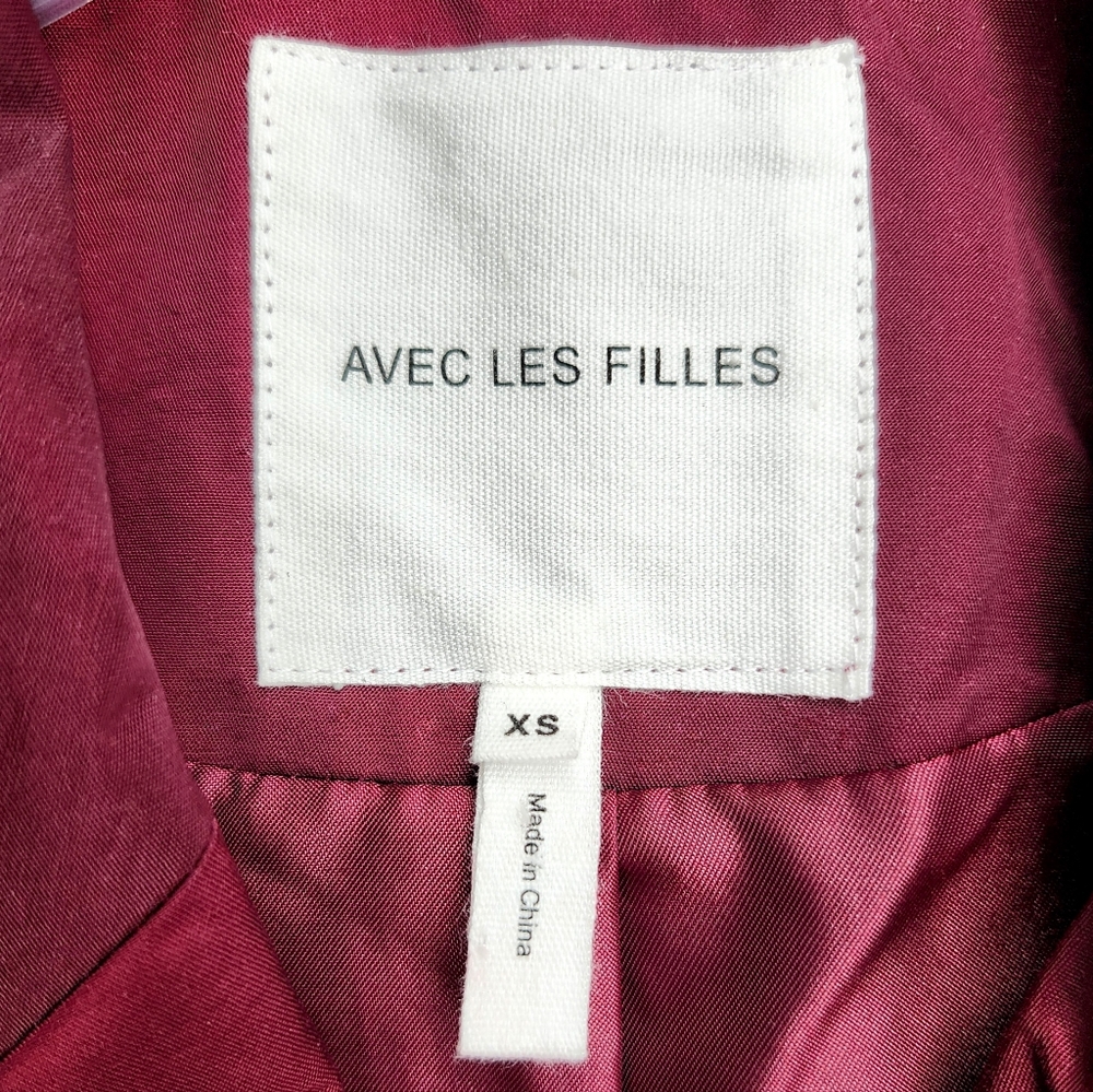 Avec Les Filles Dark Burgundy Stretch Cotton Blend Belted Longline Trench Coat - Picture 10 of 12